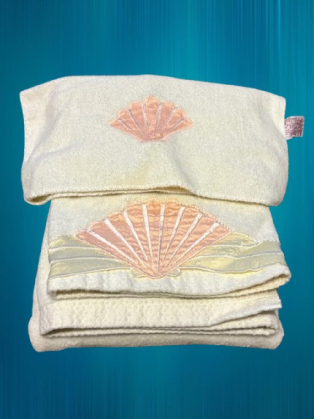 2-Piece Seashell Themed Bath Towel and Washcloth Set